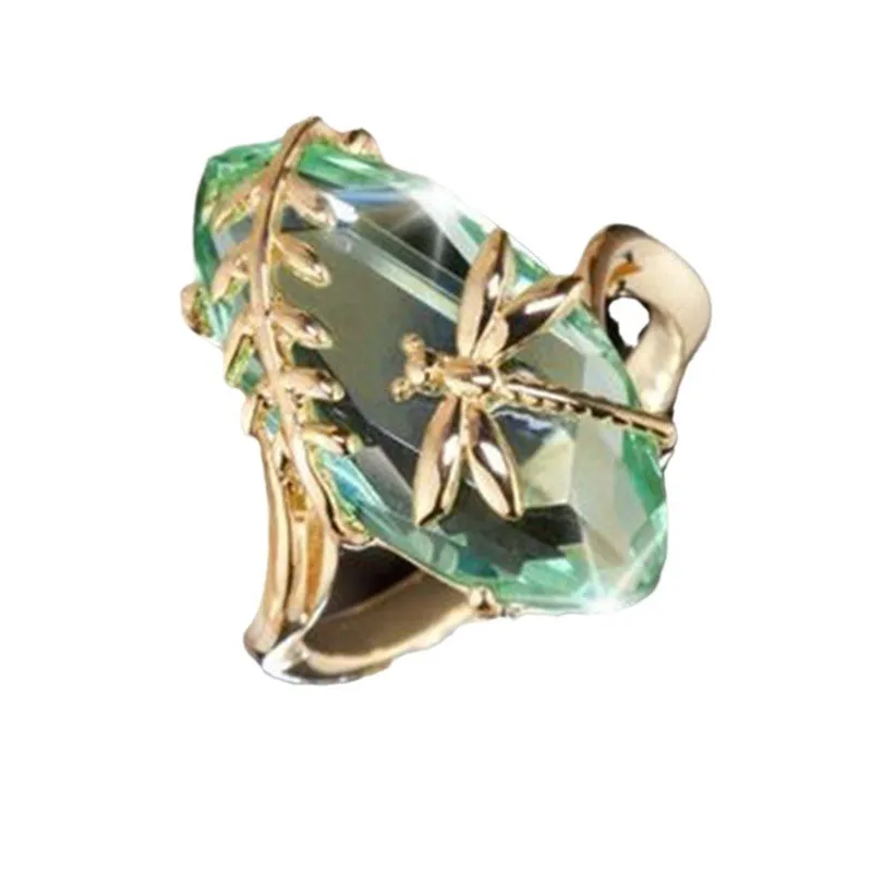 Женское кольцо со стрекозой оливкового и зеленого цвета ювелирное украшение для
