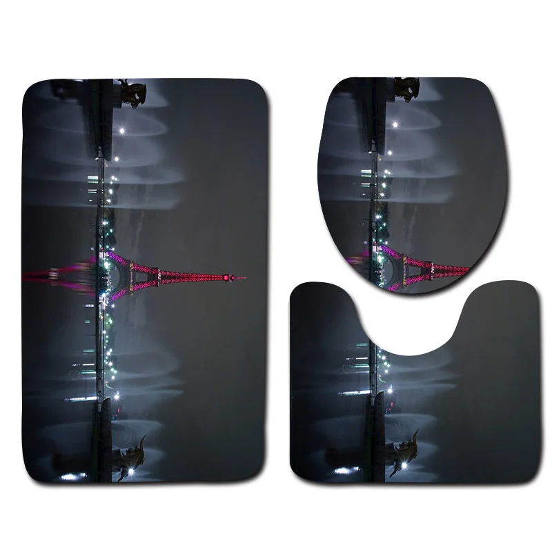 3pcs Romantic Nature View Printed Bathroom Mat Set Anti Slip Washable Toilet Cover U Shape Floor Bath Mats Home Rugs | Дом и сад