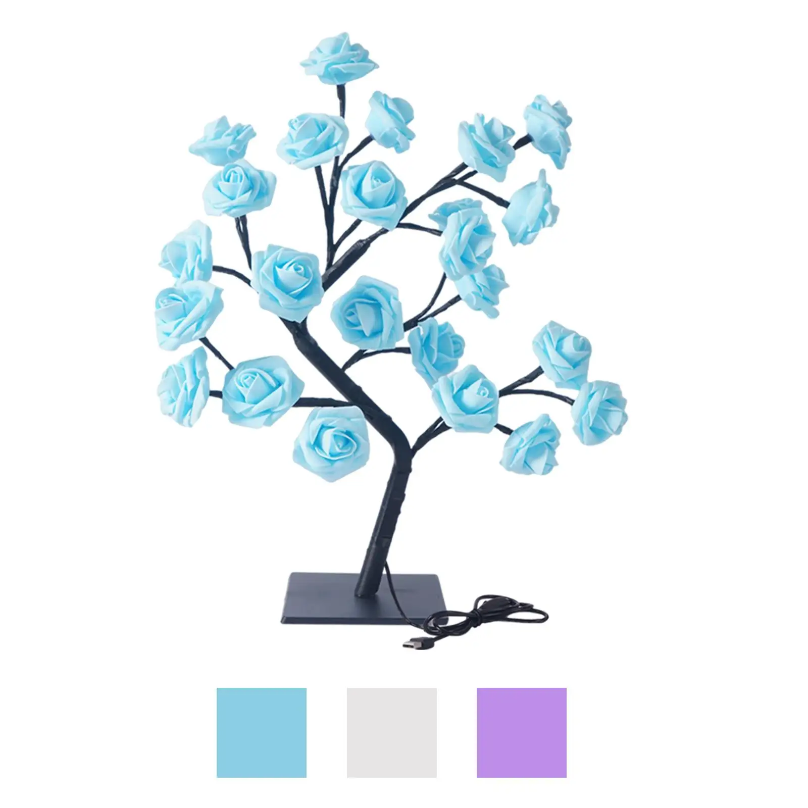

Artificial LED Rose Flower Tree Light Desk Lamp Bonsai USB Fairy Night Lights for Bedroom Wedding Women Xmas Decoration