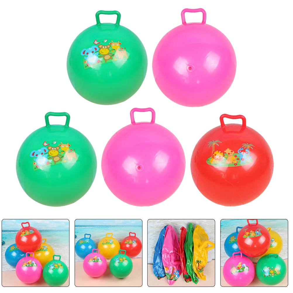 

5 Pcs Pat The Ball Kids Hopper Inflatable Toys Children Bounce Hippie Cartoon Pattern Hopping Jumping