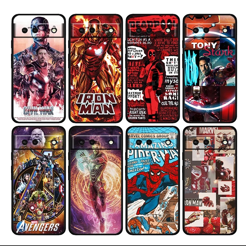 

Fighting Marvel Heroes Shockproof Cover for Google Pixel 7 6 Pro 6a 5 5a 4 4a XL 5G Black Phone Case Shell Soft Cover Coque Capa