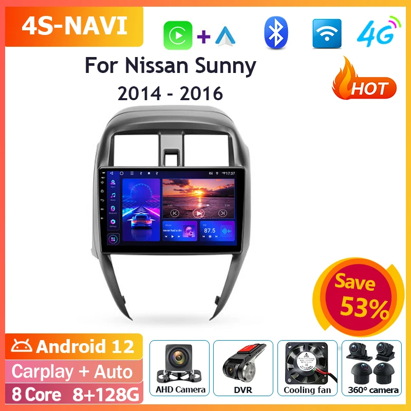 

Автомагнитола для Nissan Sunny 10,2-2014, 2016 дюйма, Android 12, GPS, Bluetooth