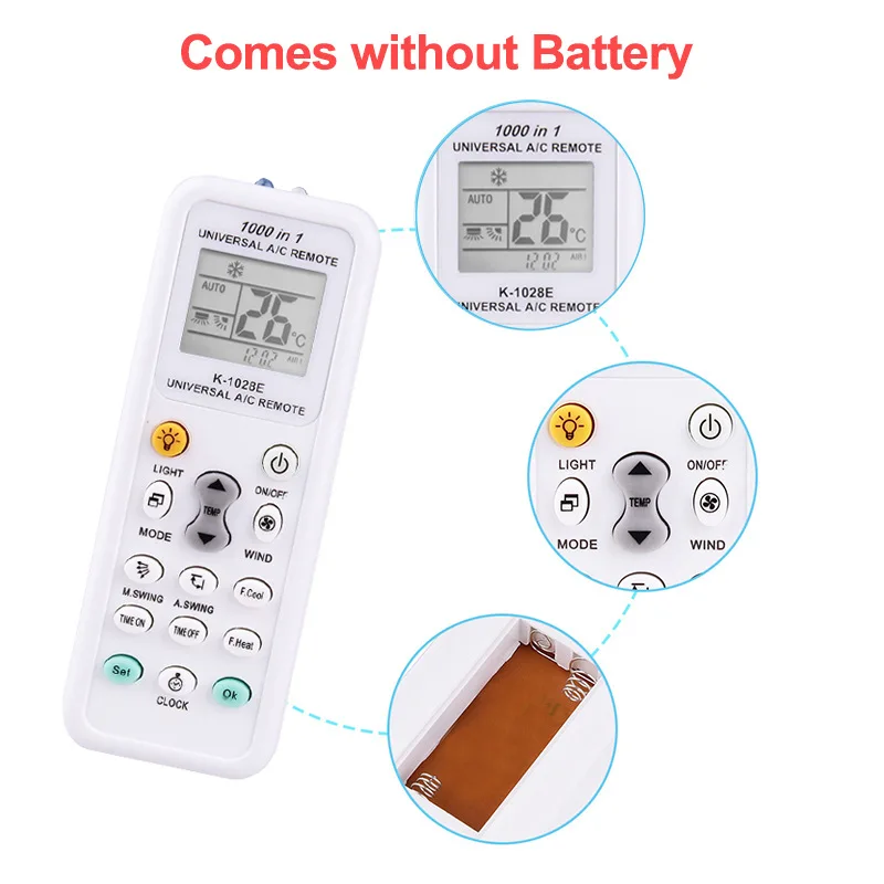 

ABS Replacement Television Smart TV English K-1028E Air Conditioning Universal Remote Control Air Conditioner