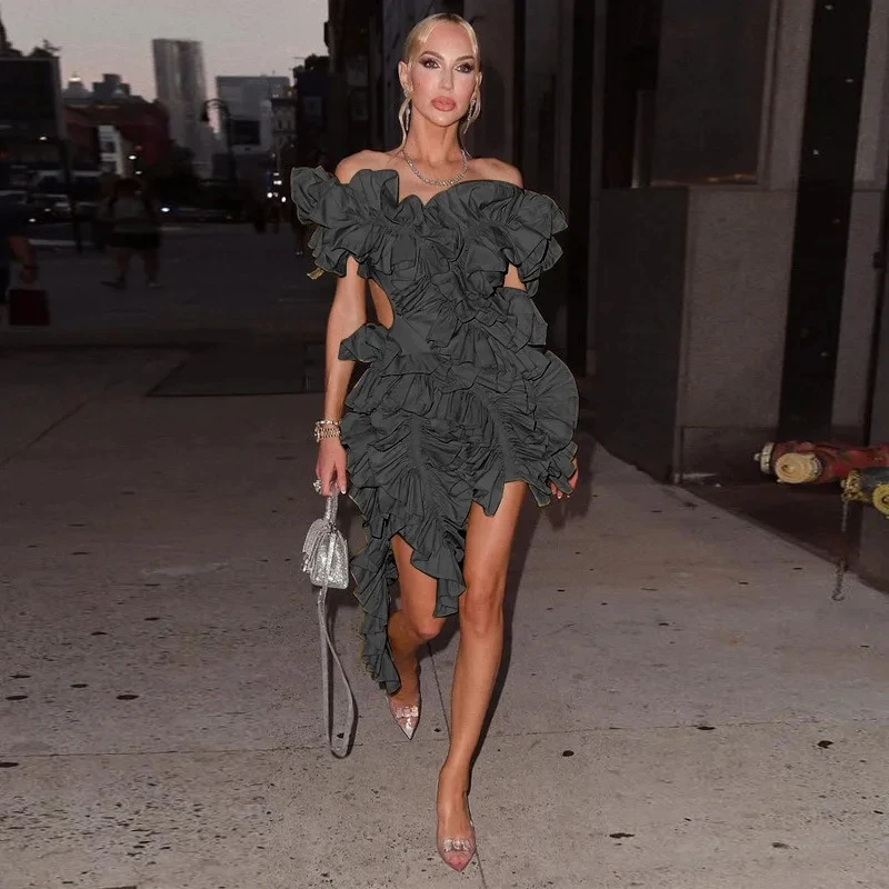 BWQ женское асимметричное бальное платье красного цвета с изображением