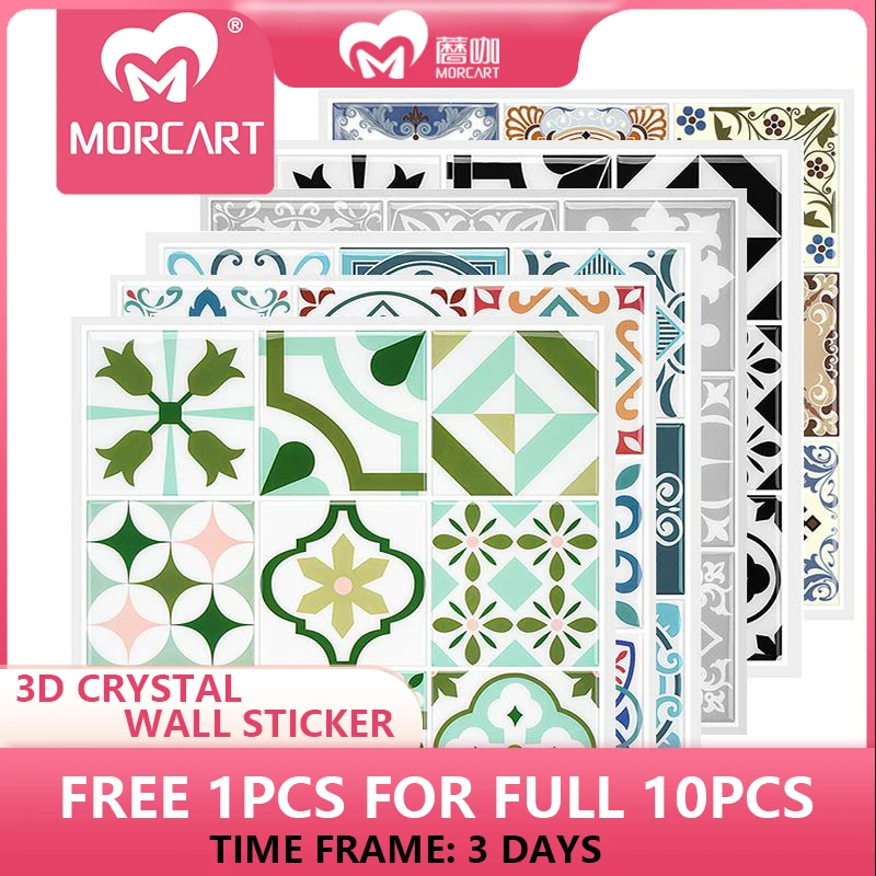 

Morcart Mandala Crystal Hard Film Tiles Wall Stickers Kitchen Bathroom Wardrobe Decoration Art Mural Waterproof PVC Wall Decals