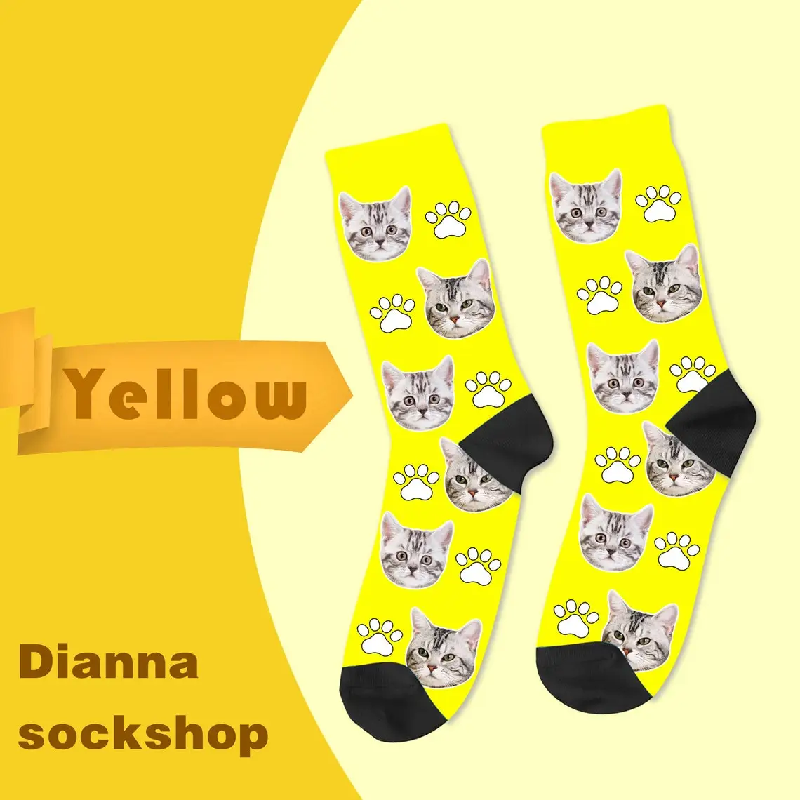 Personalized Custom Sock For Cat Lovers Animal Photo Pet Cat Kitten Socks Cat Lover Cute Funny Long Socks Men Women Gifts