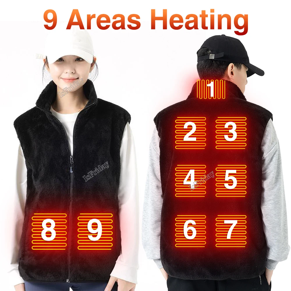 

Жилет с нагревом для мужчин и женщин, теплая флисовая повседневная одежда, для зимней рыбалки, походов, 9 областей