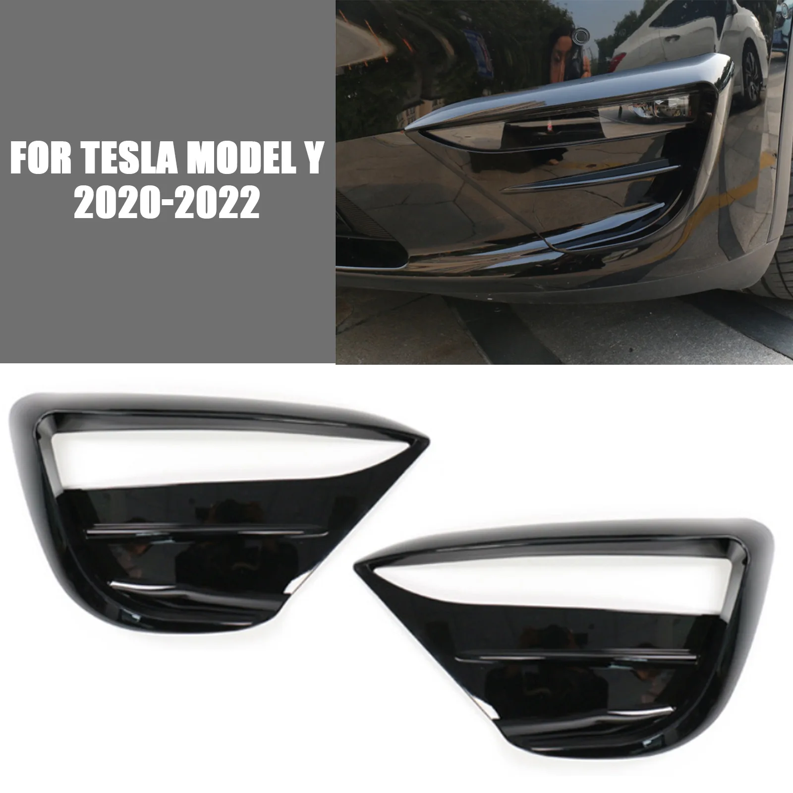 

Блестящий черный Передний противотуманный спойлер для Tesla Model Y 2020-2022