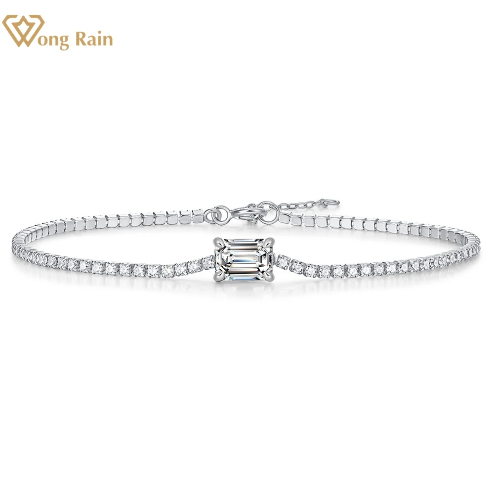 

Wong Rain 100% 925 Sterling Silver VVS1 Emerald Cut 1CT Real Moissanite Diamonds Gemstone Women Bracelets Fine Jewelry With GRA