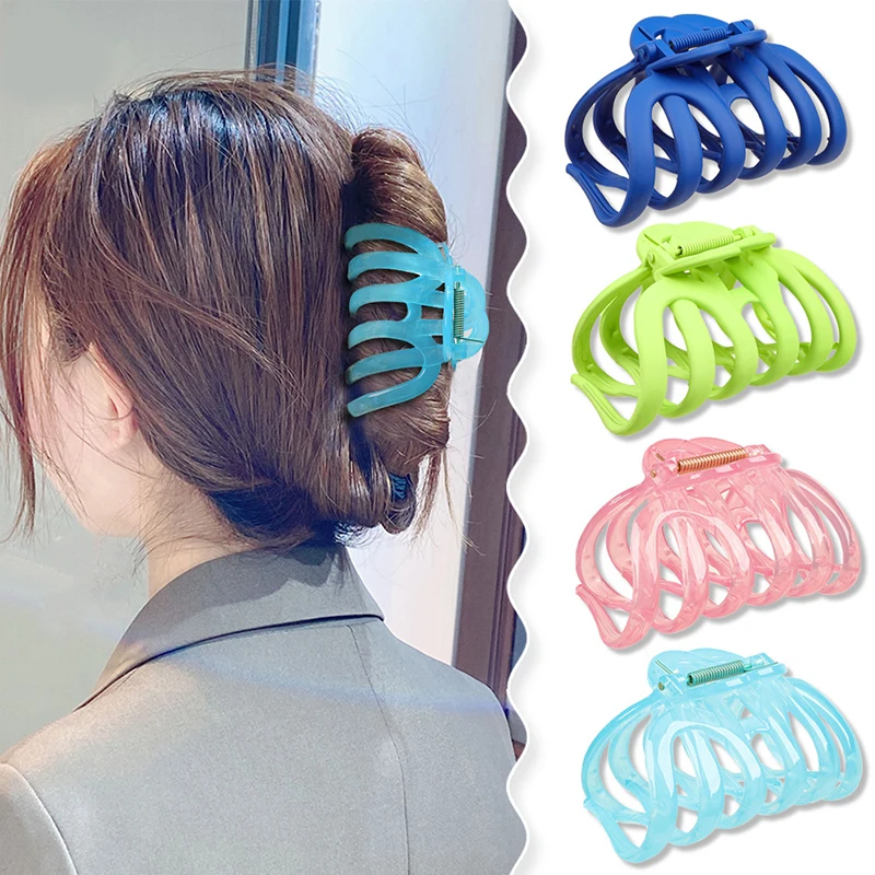 

Sweet Elegant Irregular Plastic Barrette Frosted Shark Clip Fashion Solid Color Hair Clip Resin Geometric Hair Claw Headwear