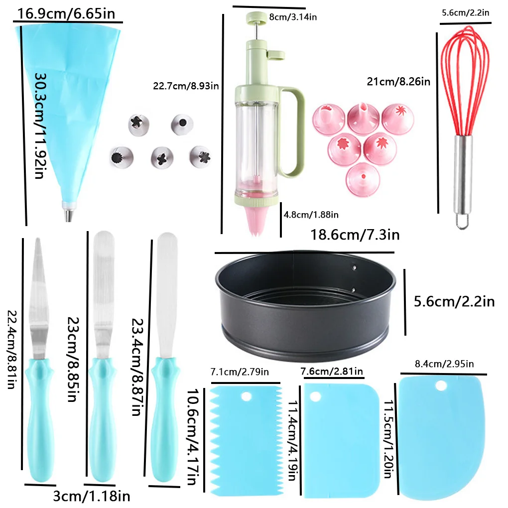 

Cake Piping Nozzle Set Silicone Whisk Stainless Steel Cream Scraper Baking Tray Decoration Tools