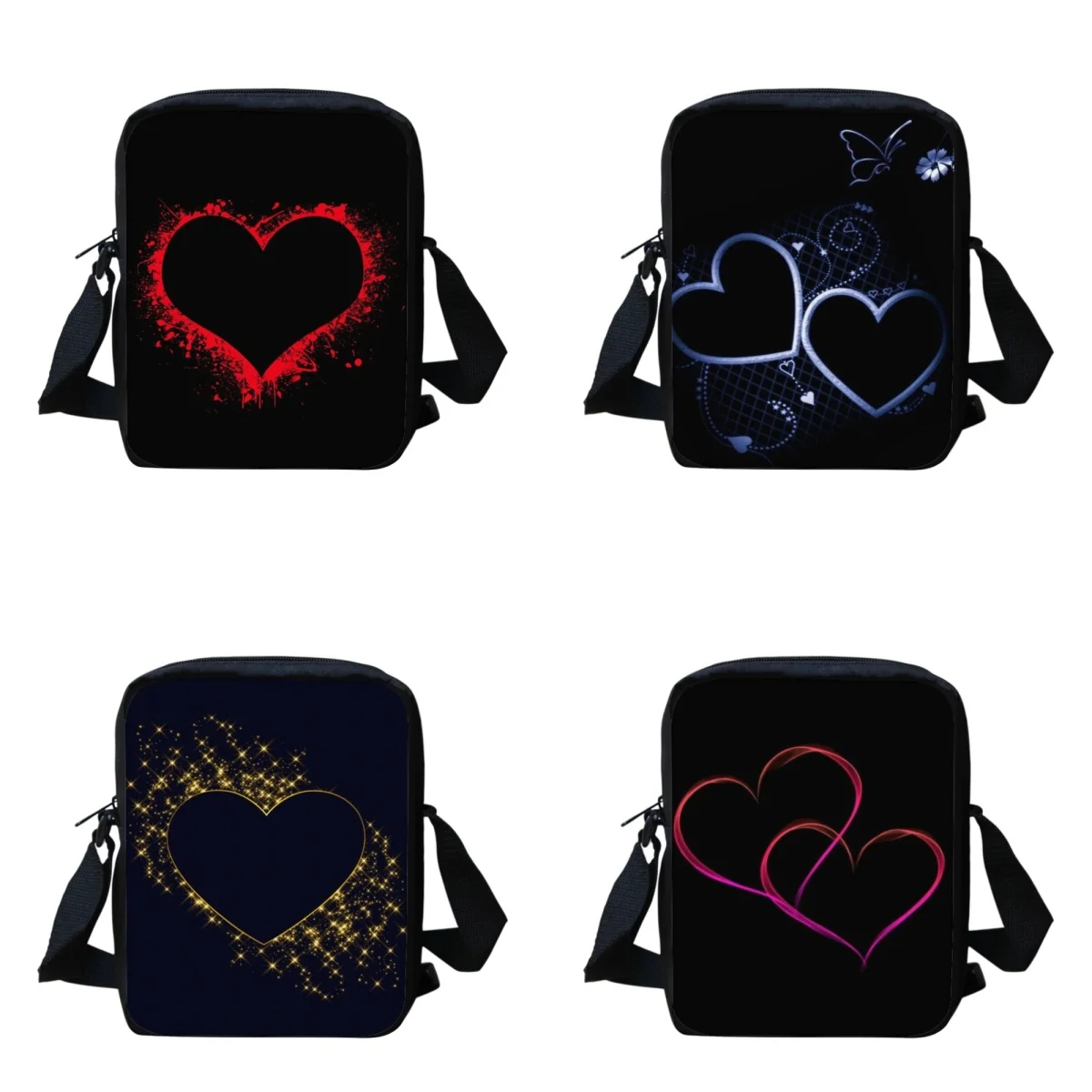 

Love Heart Design Women Messenger Bags Small Girls Bags Portable Female Cross Body Bags Shoulder Canva Handbags Casual Bookbag
