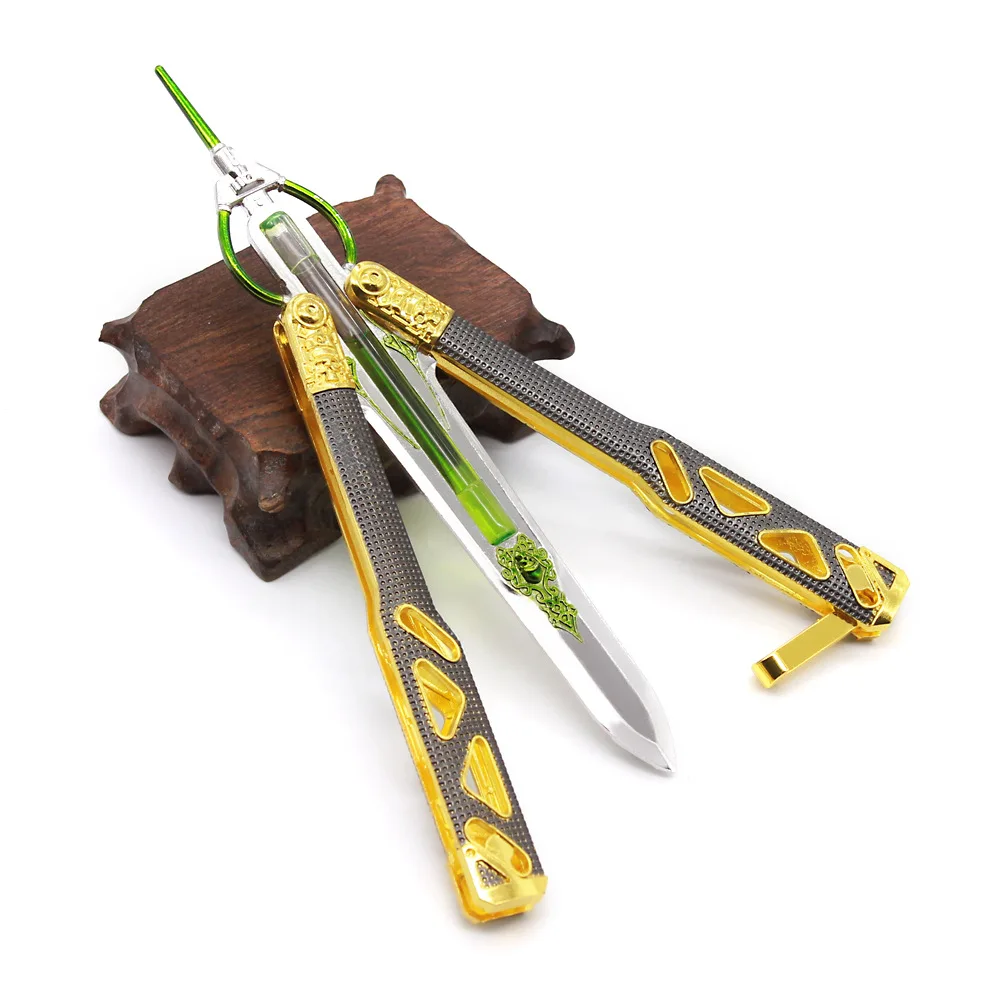 

25CM Apex Legends Octane Heirloom Alloy Butterfly Knife Liquid Sworld Game Weapon Keychain Model Balisong Replica Toys Boy Gift