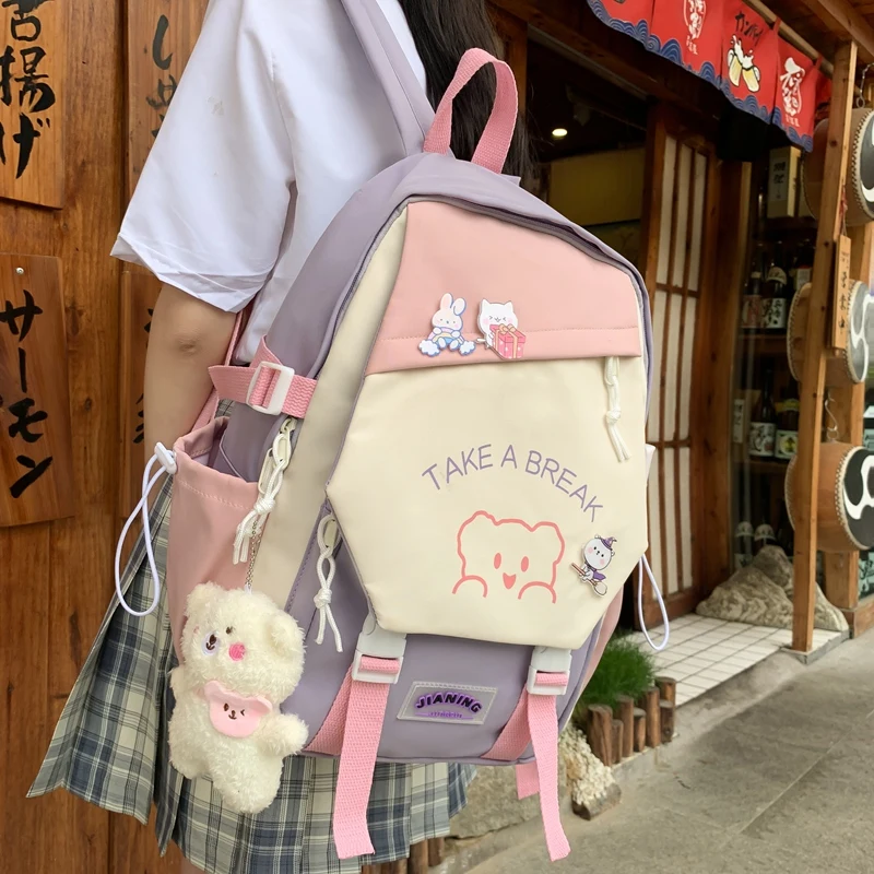 

Women Japanese High Girls Backpack School Bags Multi Pockets For Teenage Girls Kawaii Backpack Harajuku Black Cute Mochila
