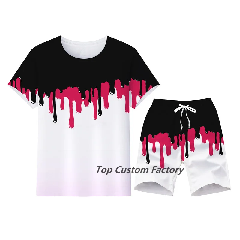 Tracksuit Suit Men's Summer Oversized Street Short Sleeve T-Shirt 2 Piece Set Tentacle Print Jogger Outfits Womens
