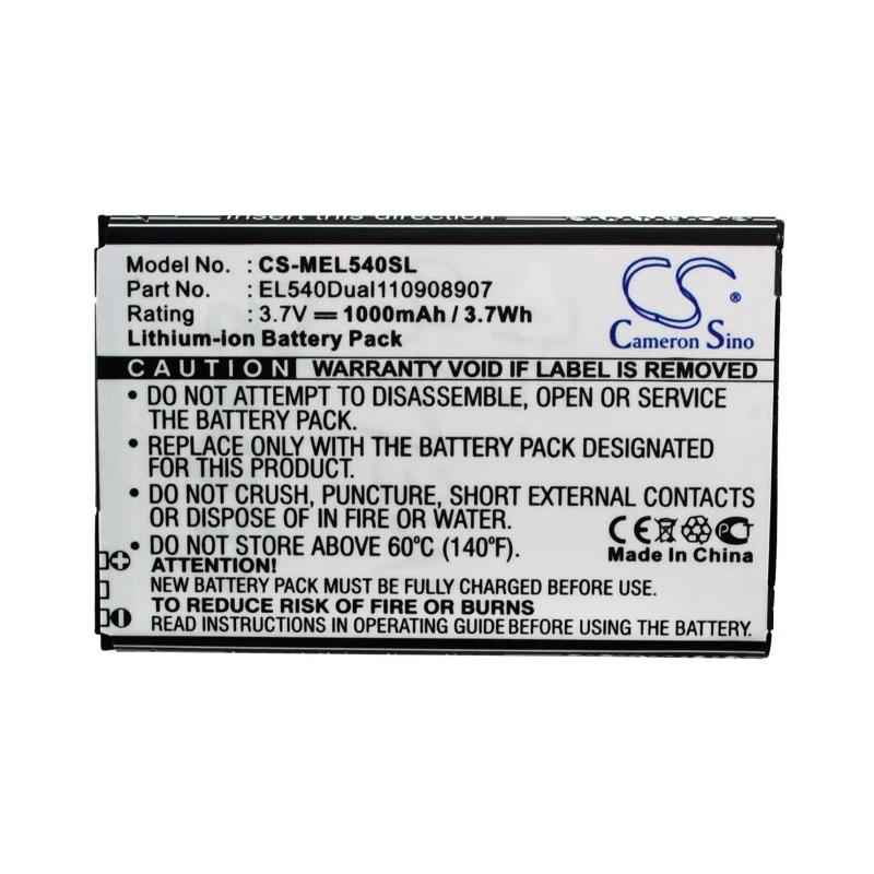 

CS 1000mAh Battery For Emporia EL540Dual110908907 Mobistel BTY26175Mobistel/STD EL540Dual110908907 EL540 EL540Dual