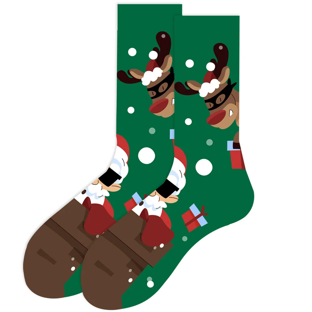 10 Pairs Unisex Cotton Santa Claus Elk Christmas Tree Socks Middle Tube Warm Autumn Winter Cute Snow Merry Christmas Socks