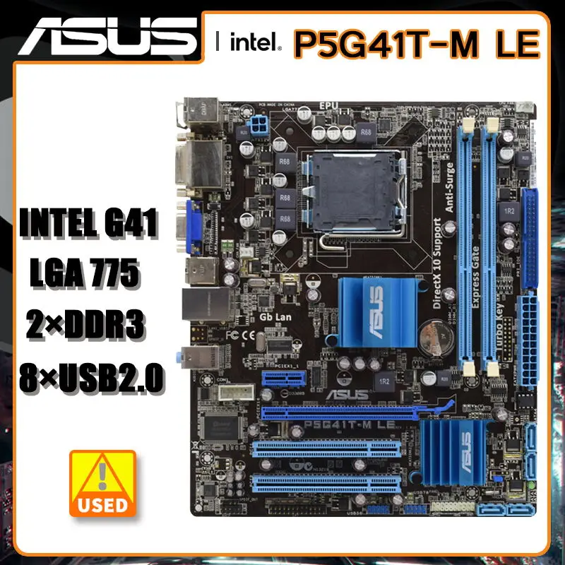 

ASUS P5G41-M LE материнская плата LGA 775 DDR2 Материнская плата 8G Intel G41 SATA II PCIE 2,0 для Core E3300 Core 2 Duo E7200 процессоры