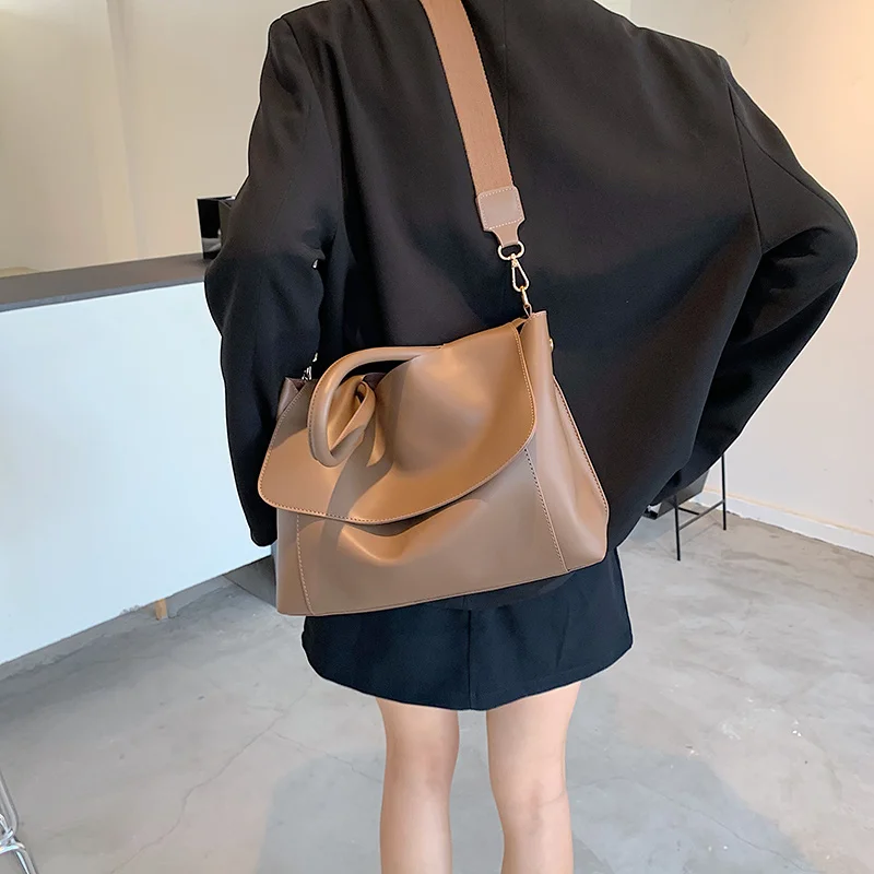 

Retro Solid Color Ladies Fashion Big Capacity Leather Handbags Women Trend Tote Branded PU Large Shoulder Lady Crossbody Purses