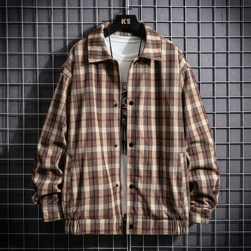 

High Spring New Plaid Male Quality Man Clothing Casual Fashions Button Up Shirts Long Sleeve Vintage Blouses