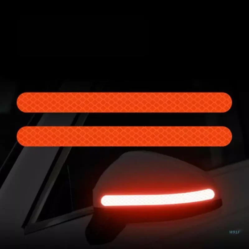 

2PCS Car Sticker Set Rearview Mirror Exterior Reflex Tape Reflective Strip Anti-Collision Warning Sticker for Automobile W91F