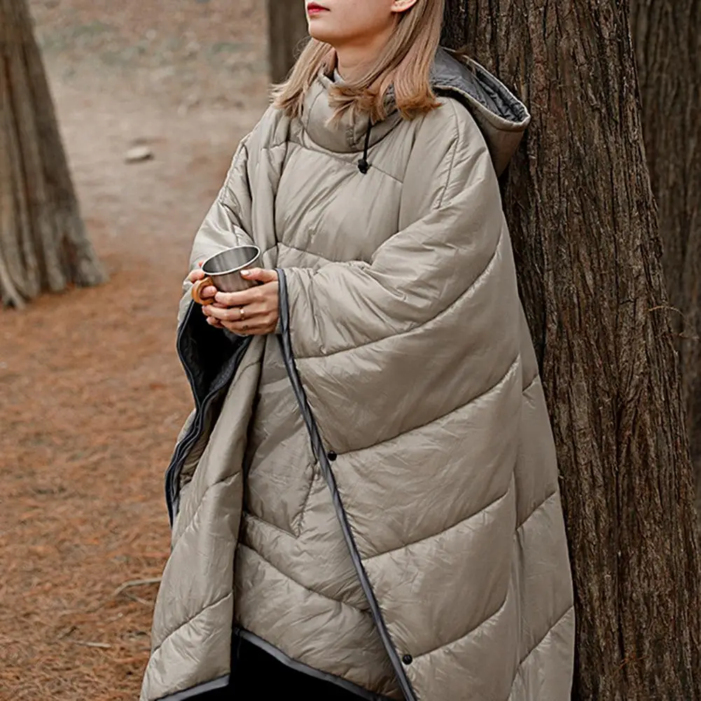 

1 Set Winter Cape Wearable Waterproof Foldable Keep Warm Nylon Adult Thickening Cold Cloak for Camping