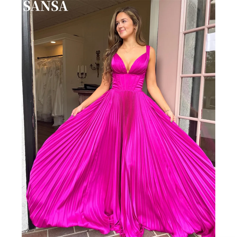 Розовое Атласное Вечернее платье-трапеция Sansa Exiquisite свадебные платья до пола с