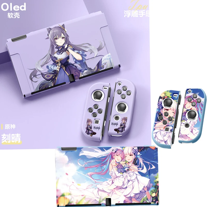 

Anime Genshin 2021 New Switch Oled Frosted Protective Sleeve Cartoon Jean Lumine Ns Oled Split Tpu Color Shell Protective Case
