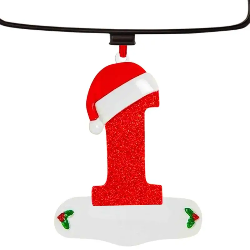 Alphabet Christmas Ornaments 2D Acrylic Letter Pendant With Red Hat Christmas Theme Letter Stocking Tags Holiday Ornament For