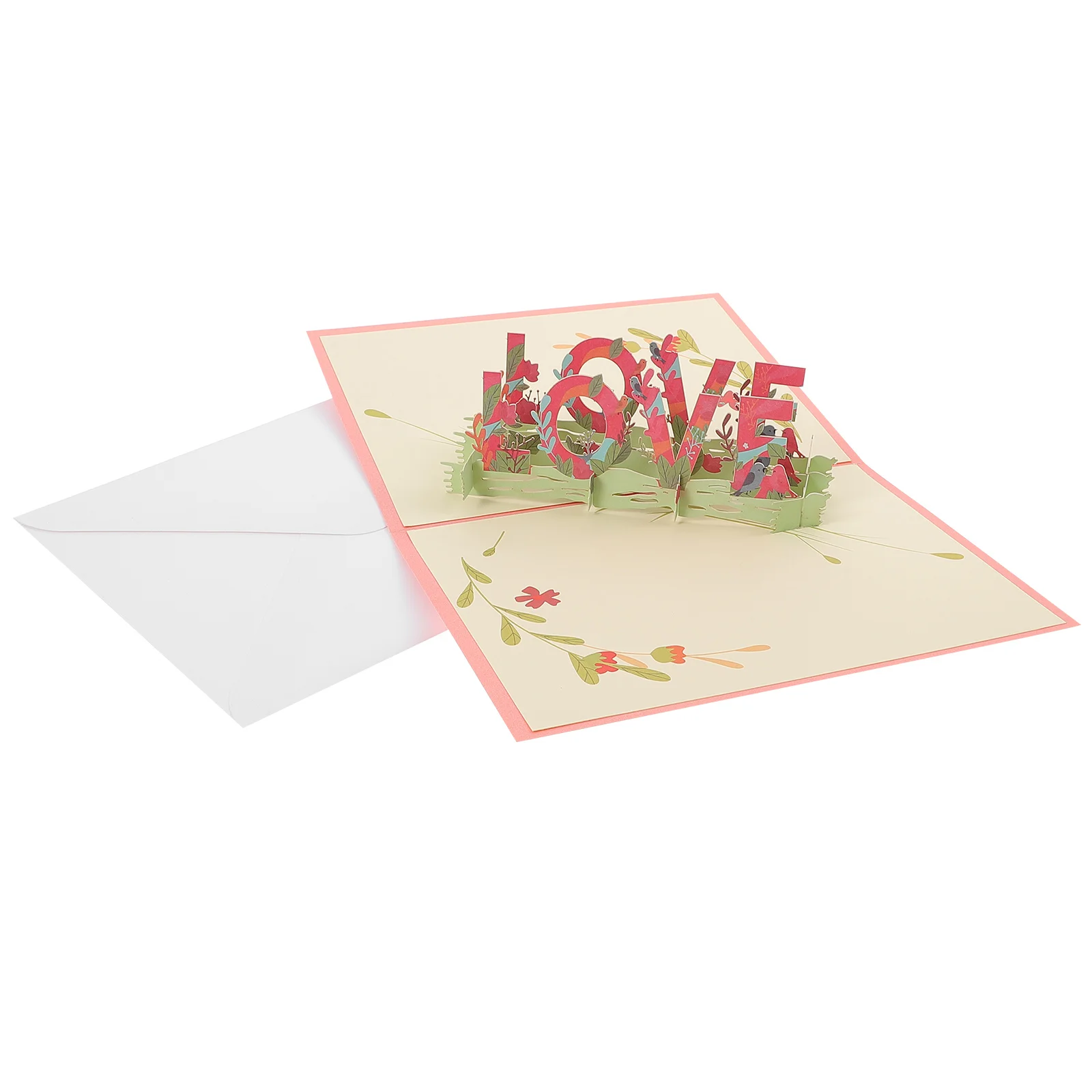 

Love Flower Message Blessing Anniversary 3D Wish Invitation Greeting Postcard Valentines Paper Festival Day Diy Happy Wreath