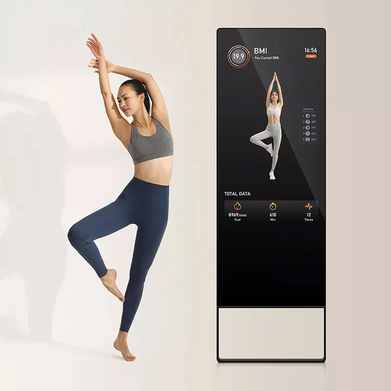 

Custom Interactive Gym Workout Smart Home Digital Fitting Mirrors Floor Standing Touch Screen LCD Fitness Mirror