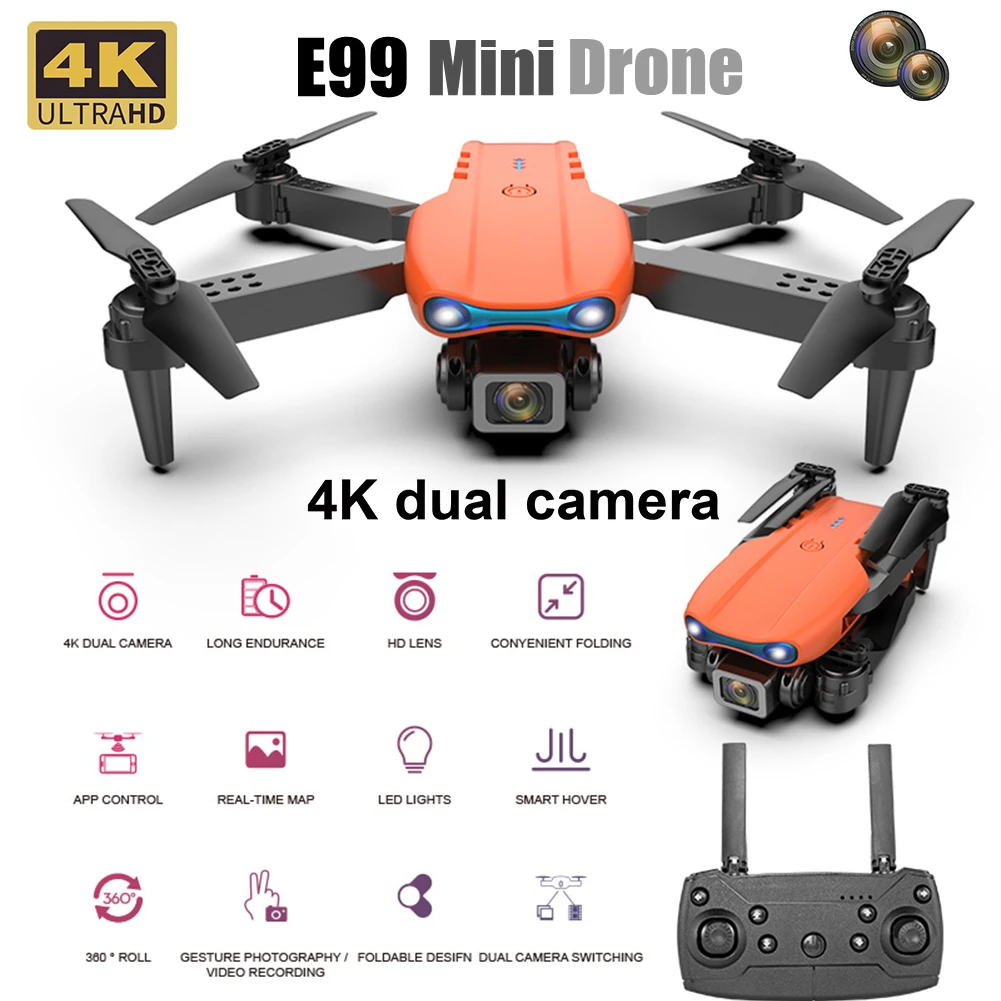 

Мини-Дрон E99 K3 Pro 4K HD Двойная камера 1080P препятствия Профессиональный обход Fpv радиоуправляемые дроны Квадрокоптер радиоуправляемые вертоле...