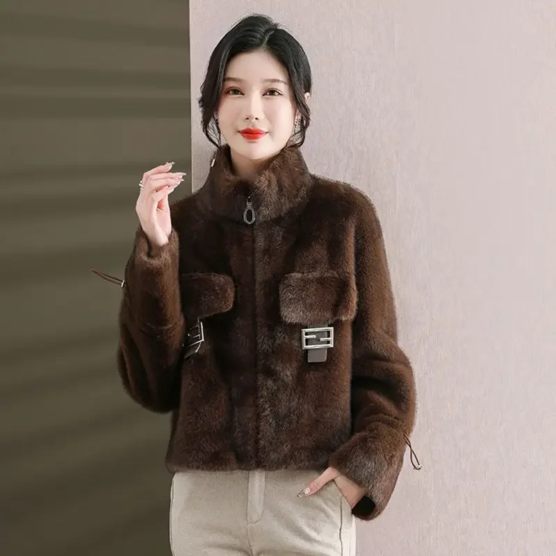 2025 зимняя новая женская шуба из искусственной норки с длинным рукавом на молнии