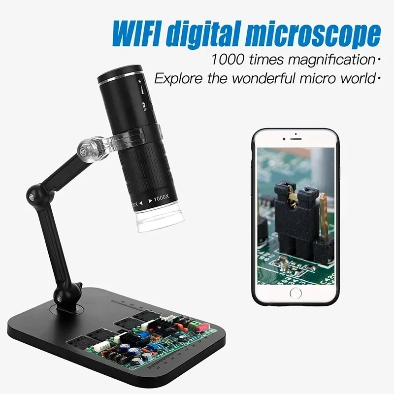 Гибкий микроскоп с подставкой для камеры портативный HD Iphone PC 50x-1000x беспроводной