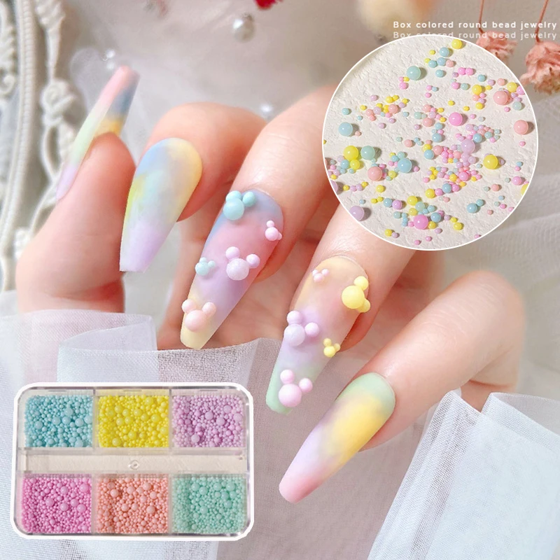 

1Box Mix Sizes Nail Bubble Beads 3D Nail Art Mini Candy-colored Beads Decorations Sweet DIY Manicure Jewelry Accessories