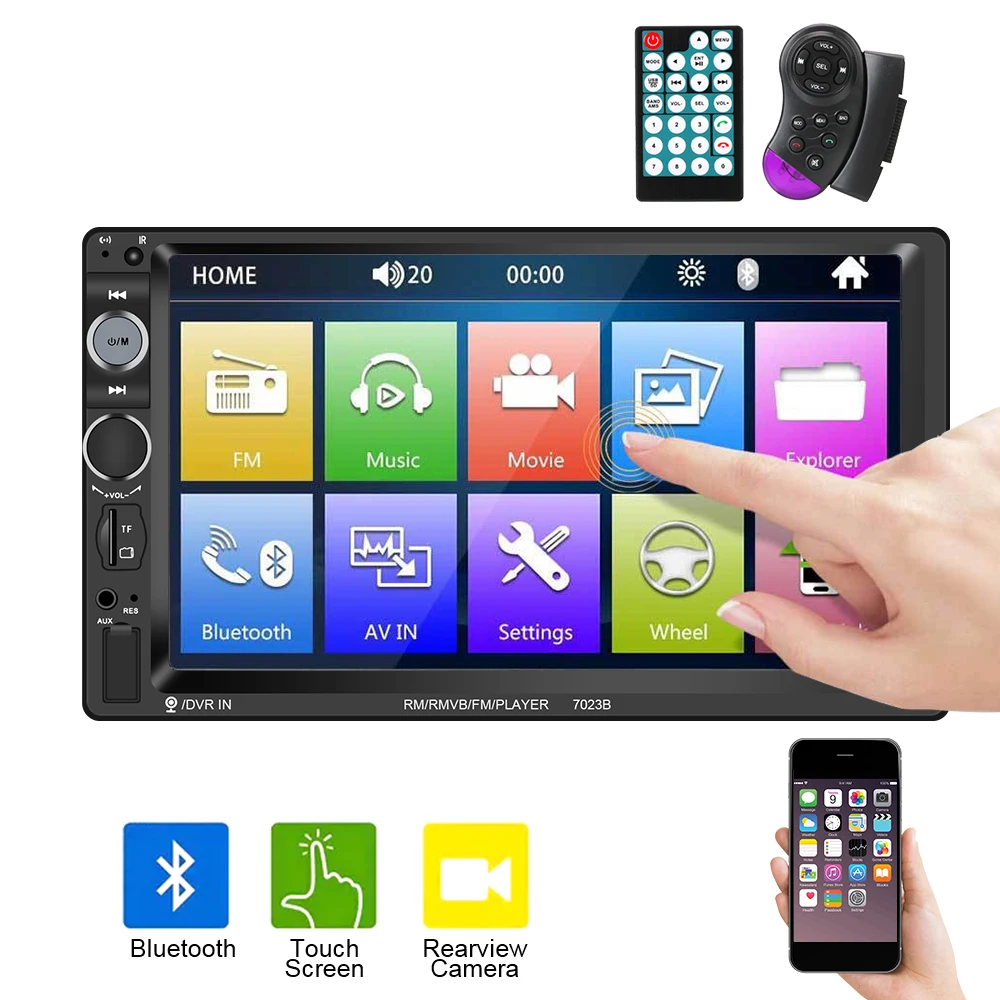 

7 Inch 2 Din Car Radio Multimedia MP5 Player Stereo Audio Bluetooth FM Receiver Mirror Link HD Touch Screen Hands-free