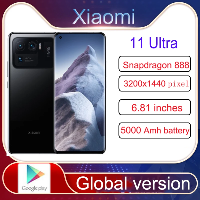 

Смартфон Xiaomi 11 Ultra, телефон, NFC, Snapdragon 888, 5000 мАч, Восьмиядерный процессор, Android, двойная камера 50 МП, экран AMOLED 6,81 дюйма