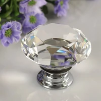 furniture light weight 30mm diamond shape design crystal glass knobs cupboard drawer pull kitchen cabinet door wardrobe handles