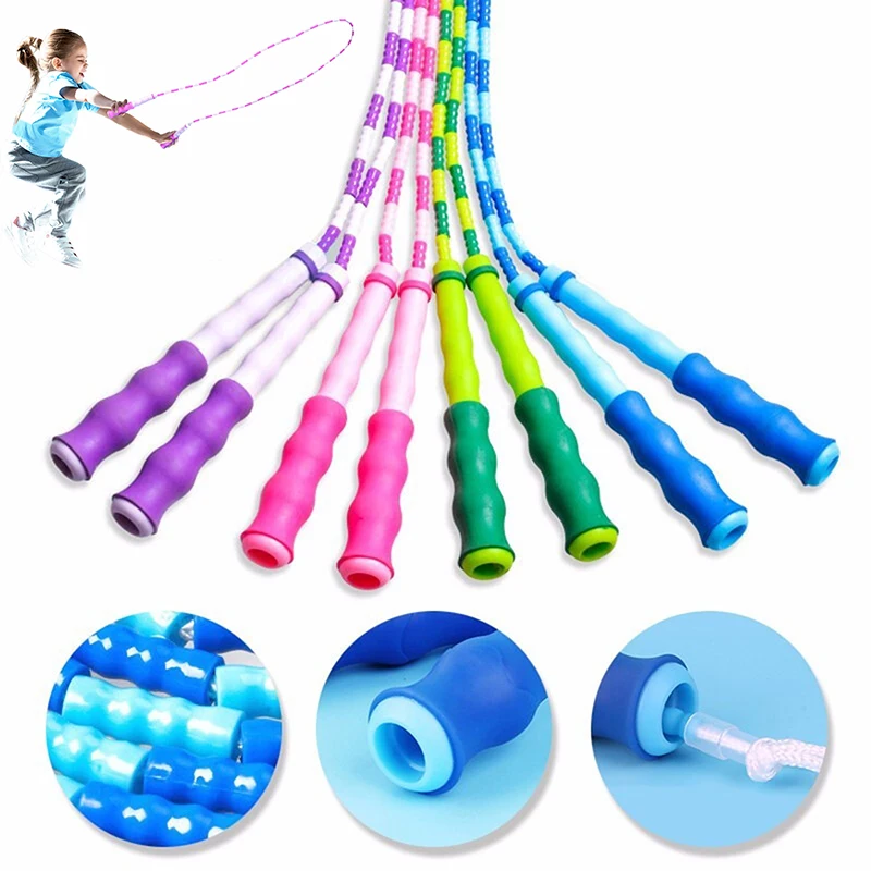 

Jump Rope beads Skipping Rope Yoga Soft Beaded Workout Jumping Non-slip Handle Sports 2.8m PVC Bamboo Joint Design Skipping Rope