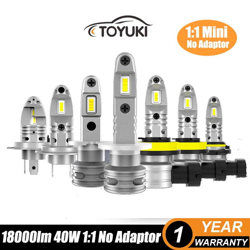 

TOYUKI 2Pcs H1 H3 H7 Led Headlight Bulb Halogen Size for Car Headlamp Csp Fog Light H11 9005 9006 HB3 HB4 Auto Lamp 6000K White