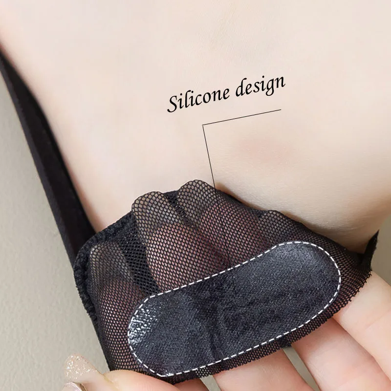 Women Summer Socks Invisible No Show Ultra-thin Breathable Silicone Anti-slip Solid Girls High Heels Ice Silk Low Cut Boat Socks