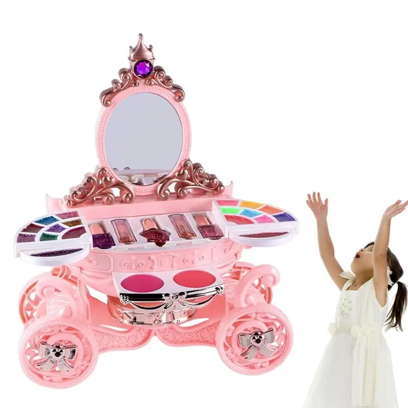 

Игрушки для макияжа для девочек, коробка для игр, игрушка для макияжа принцессы, детский набор для игр, помада, тени для век, водорастворимые игрушки, набор