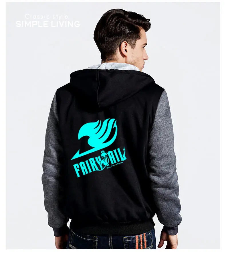 2022 Fairy Tail Hoodies Winter Thick Warm Fleece Zipper Men Hoodies Coat Sportwear Male Streetwear Hoodies Sweatshirts 4XL 5XL