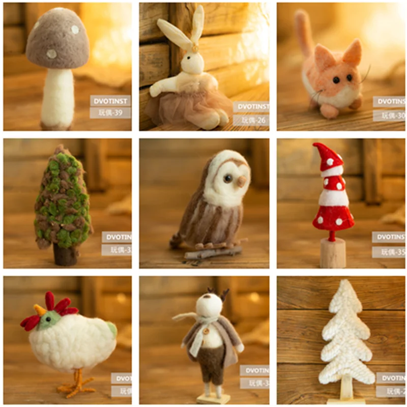 Dvotinst Newborn Photography Props for Baby Cute Animals Handmade Wool Dolls Christmas Fotografia Accessories Studio Photo Props