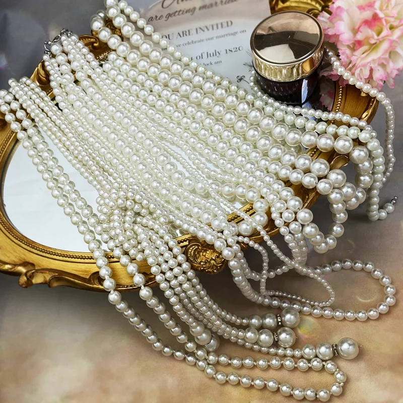 

Vintage Simulated Pearl Choker Necklace For Women Multi-layer Chain Engagement Wedding Necklaces Jewelry Gift Collier