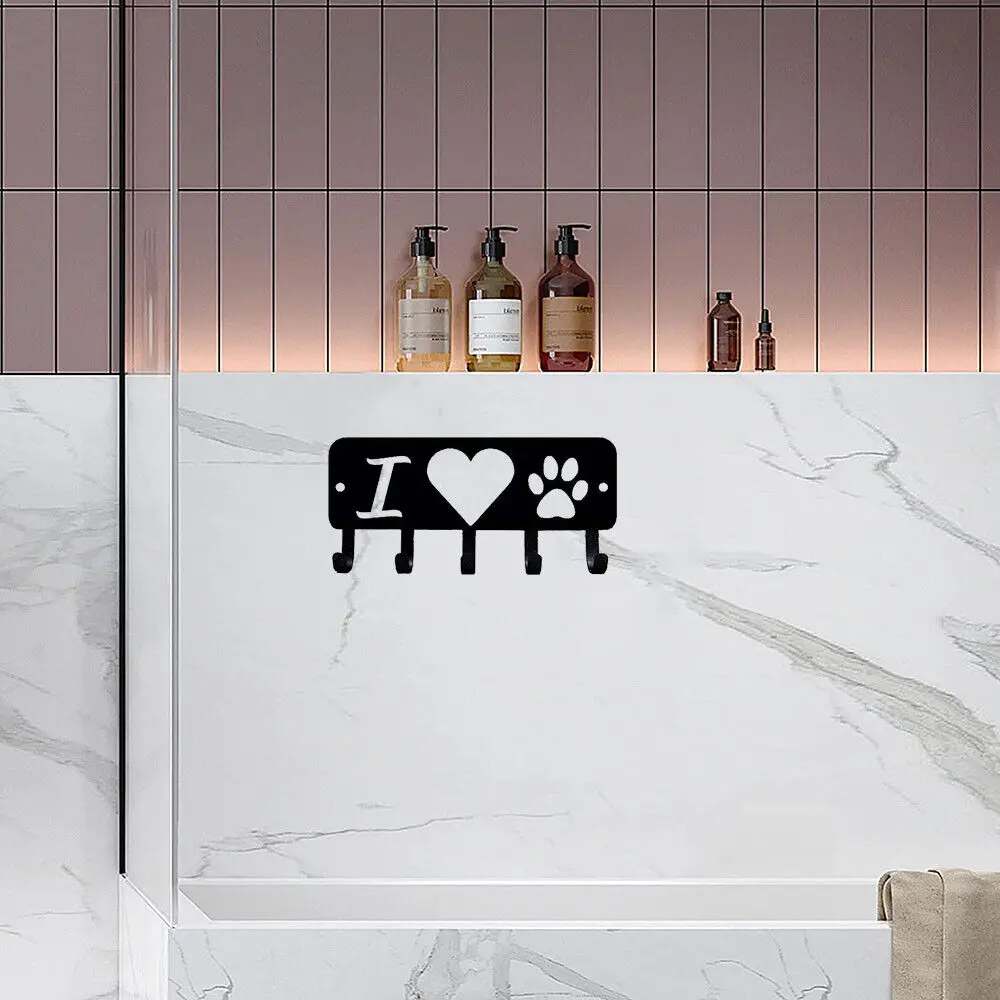 

I Heart Dog Paw - Key Rack Holder - New 6 Inch Wide/9 Inch Wide Metal Wall HookLiving Room/Home Decoration