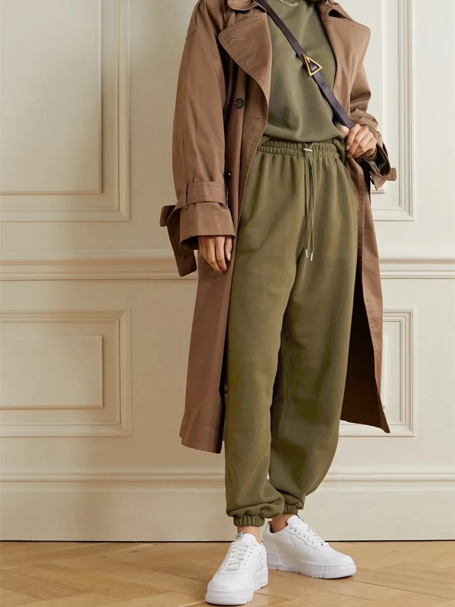 Autumn Winter Women's Fleece Casual Sports Pants Solid Color 2022 New Women's Elastic Waist Drawstring Warm Sweatpants