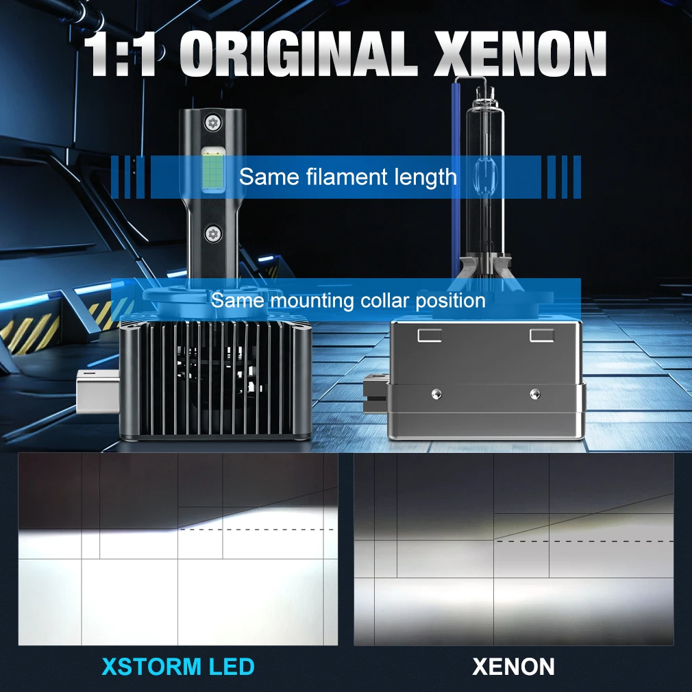 Фото Светодиодные фары XSTORM D1S Canbus 60000LM 300W D2S D3S D4S для автомобиля с вентилятором, турбо-лампы 6000K 12V 36V Plug&Play №5