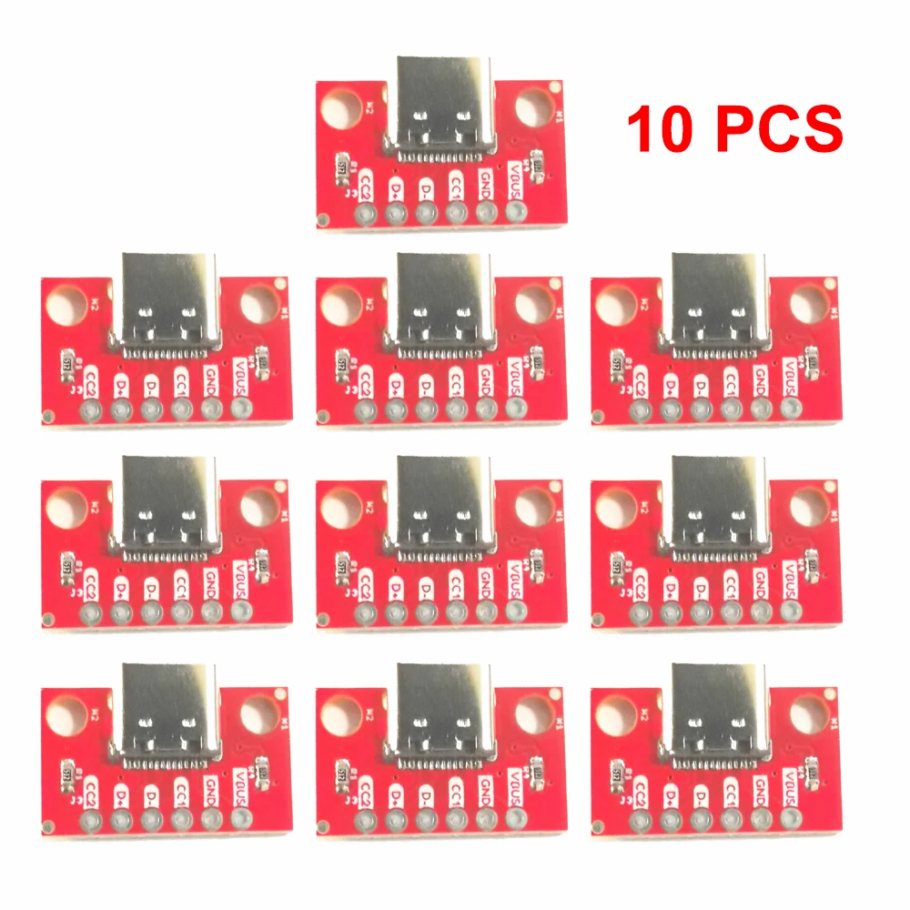 

10Pcs Type-C Female USB 3.1 Test PCB Board Adapter Type C 16P 2.54mm Connector Socket For Data Line Wire Cable Transfer