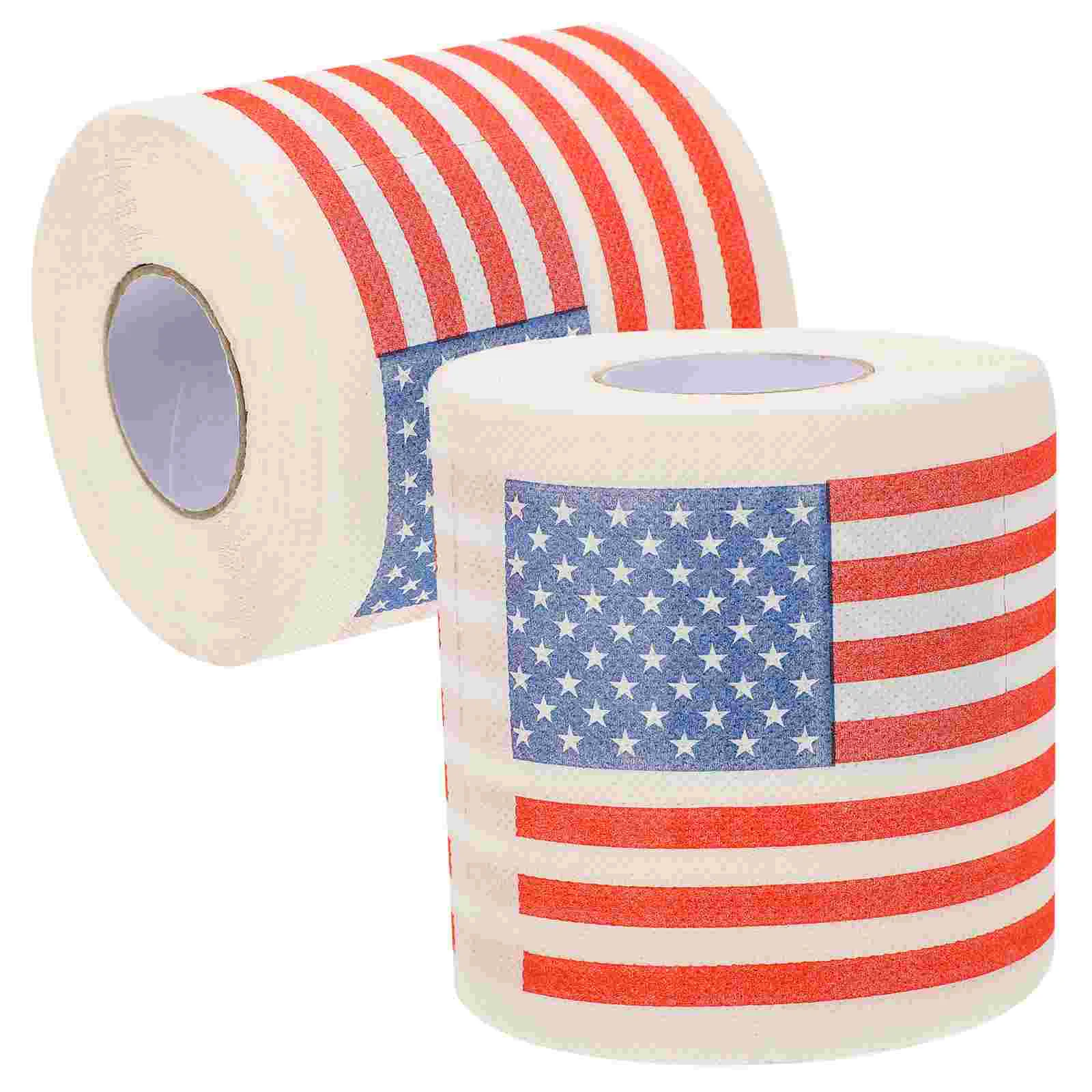 

2 рулона бумаги с американским флагом, флаги США, бумажная салфетка, гигиеническая салфетка, туалетная бумага из целлюлозы, туалетная бумага...